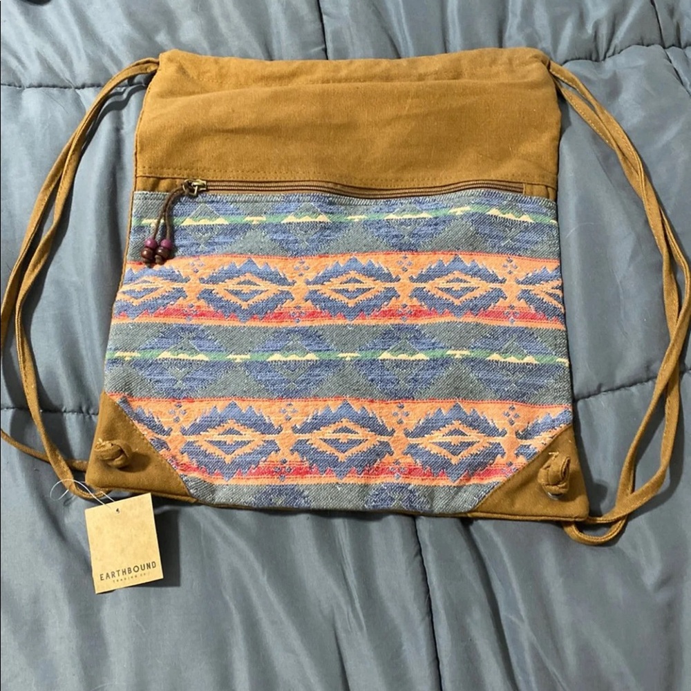 COPY - Brown drawstring bag.